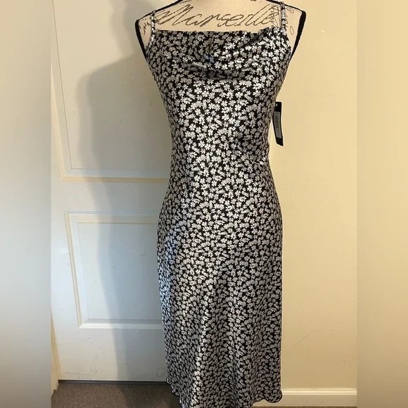 Bebe Elegant Black and Silver Slip Dress - Picture 2 of 5